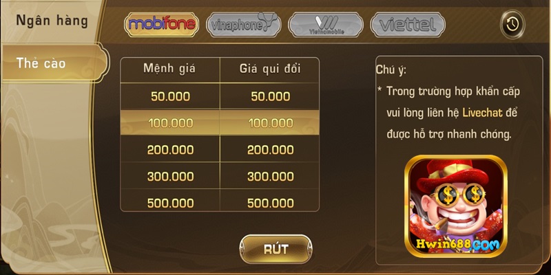 nạp tiền qua thẻ cao